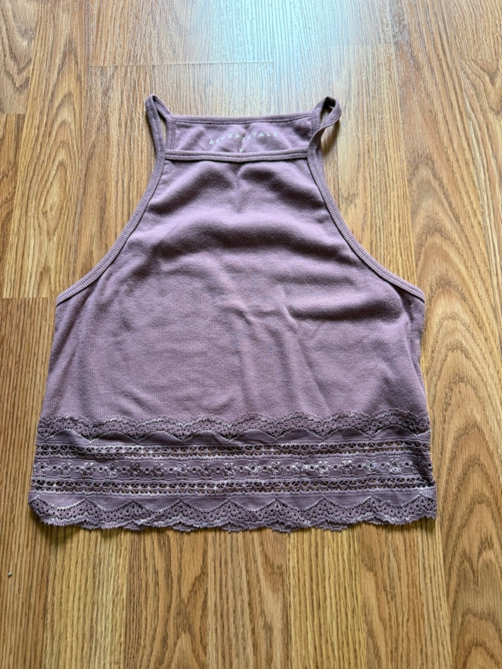 aerie Mauve Lace-Hem Halter Crop Top